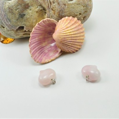 Pendente coração de quartzo rosa