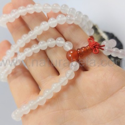 JapaMala 6mm de Jade branco e Cornalina