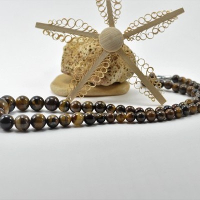 Colar clássico de bolas de Olho de Tigre