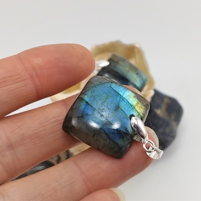 Pendente Labradorite Quadrado Prata Pendente Labradorite Quadrado Prata