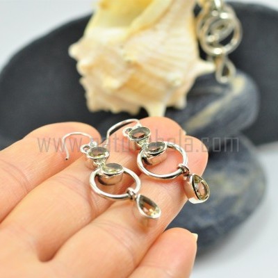 Brincos em prata com Citrino