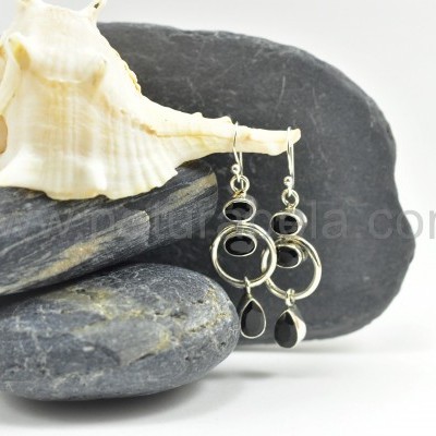 Brincos em prata com Ónix