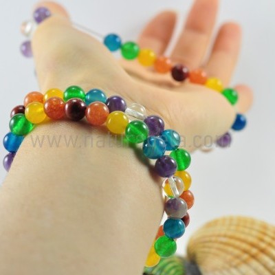 Pulseira Bolas 7 chakras 8mm