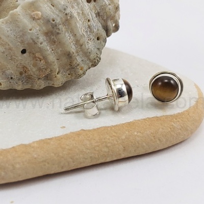 Brincos em Prata com Olho de Tigre