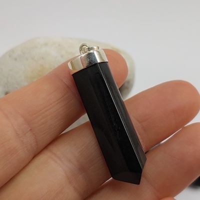 Turmalina Negra em Bastão de PRATA Turmalina Negra em Bastão de PRATA