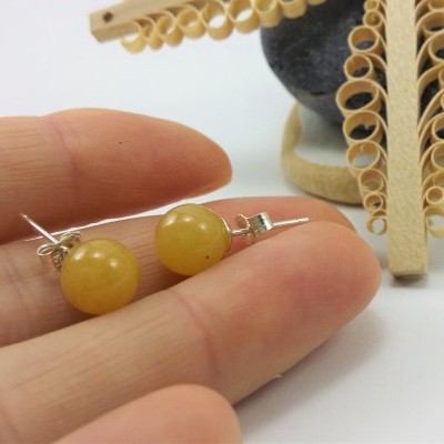 Brincos Bola Calcita com fecho em PRATA