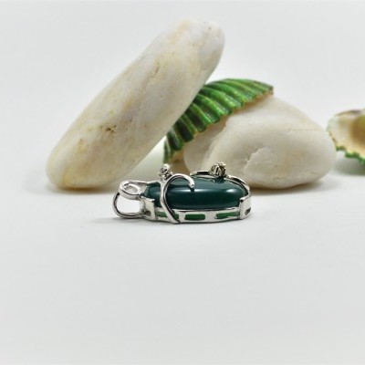 Pendente Oval de Ágata Verde com Zircónias Pendente Oval de Ágata Verde com Zircónias