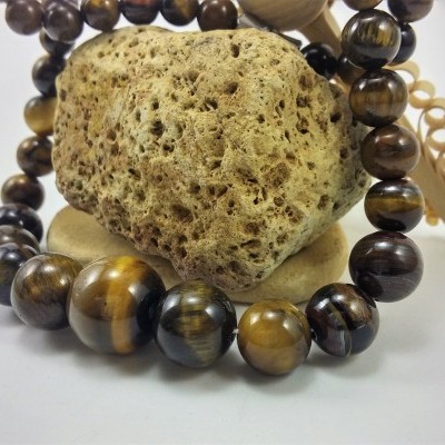 Colar clássico de bolas de Olho de Tigre