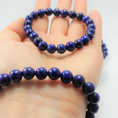 Pulseira de bolas Lápis-Lazúli 8mm