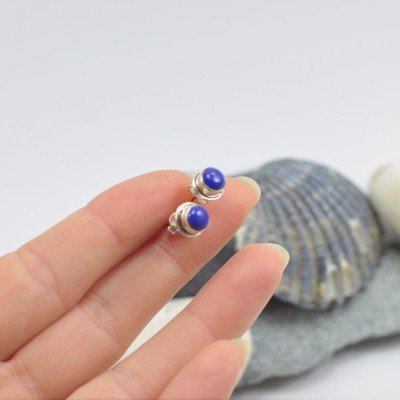 Brincos em Prata com pedra Lapis-lazúli