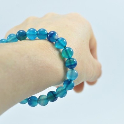 Pulseira de bolas Ágata Azul Pulseira de bolas Ágata Azul