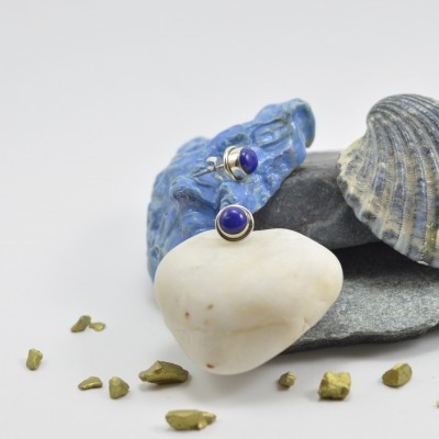 Brincos em Prata com pedra Lapis-lazúli