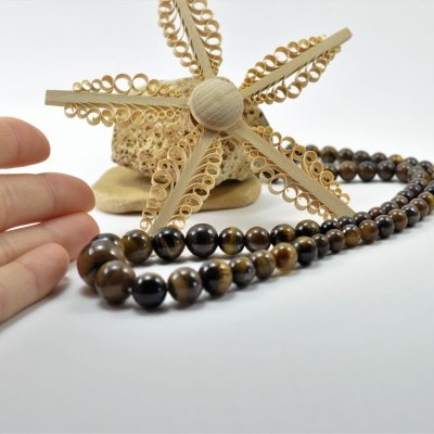 Colar clássico de bolas de Olho de Tigre