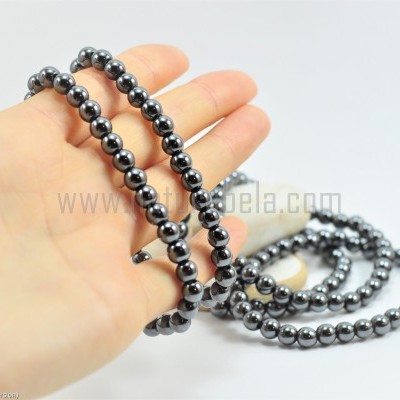 Pulseira Bolas de Hematite cor Cinza/Prata