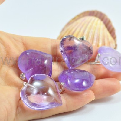 Pendente coração de Ametista clara