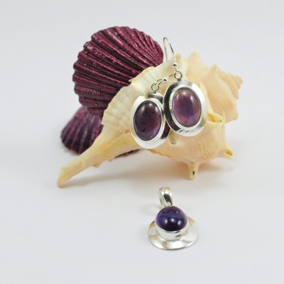 Brincos em Prata com Ametista EXTRA