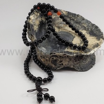 JapaMala 6mm de Ágata negra e Cornalina