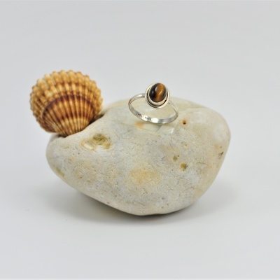 Anel em Prata com Olho de Tigre