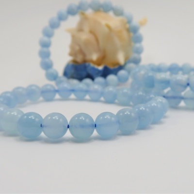 Pulseira bolas 8mm de Água Marinha