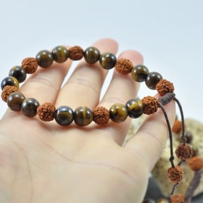 RudraBela Pulseira Rudraksha com Olho de Tigre