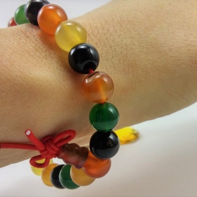 Pulseira Mala Tibetano de Ágatas Multicor