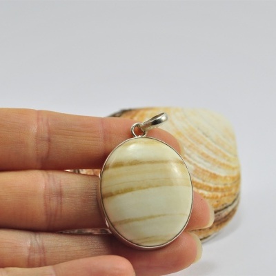 Pendente em Prata Redondo com Ágata Rendada