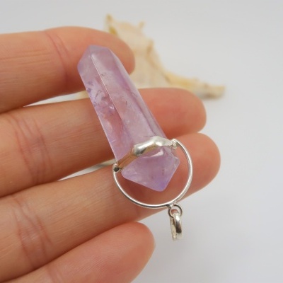 Pendente Ametista biterminado em PRATA 925 Pendente Ametista biterminado em PRATA 925