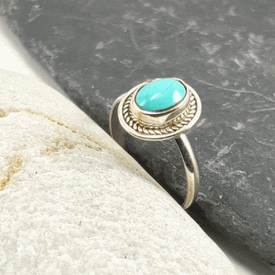 Anel em Prata com Turquesa