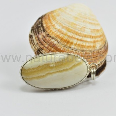 Pendente em prata Corações Oval de Ágata Rendada