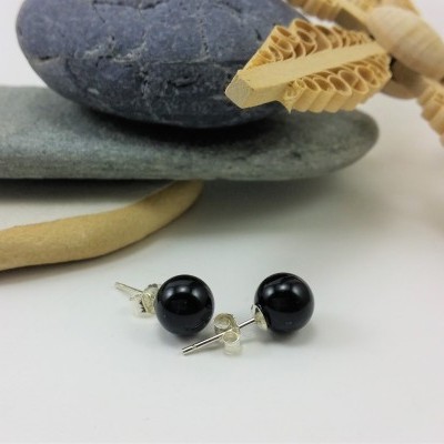 Brincos Bola Onix com fecho em PRATA