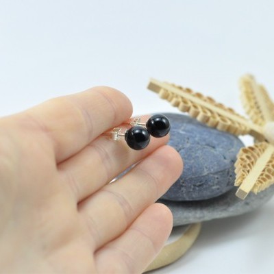 Brincos Bola Onix com fecho em PRATA