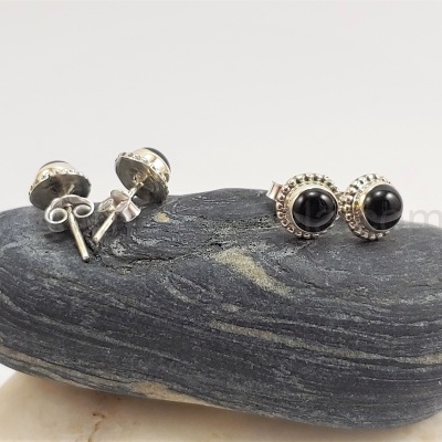 Brincos em Prata com Ónix