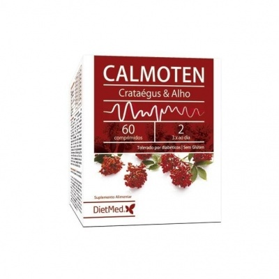 Embalagem do suplemento alimentar CALMOTEN Crataégus & Alho com frutos vermelhos, 60 comprimidos
