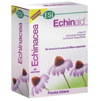 Caixa de suplemento ESI Echinaid com flores de Echinacea e texto em italiano