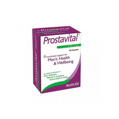 Caixa branca e roxa do suplemento Prostavital para saúde masculina