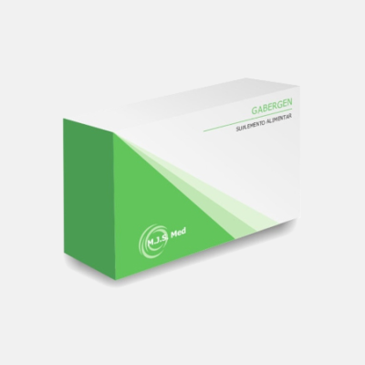 Embalagem branca e verde de suplemento alimentar GABERGEN