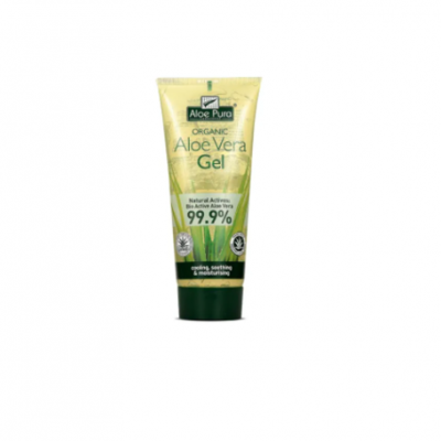 Tubo de gel de Aloe Vera orgânico Aloe Pura verde e amarelo