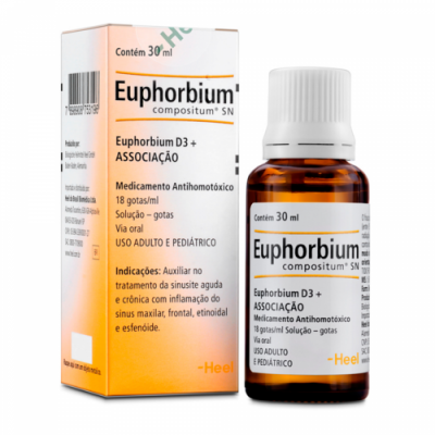 Frasco de medicamento Euphorbium compositum SN com embalagem