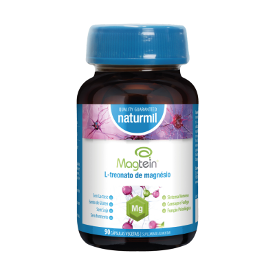 Frasco de suplemento alimentar Magtein L-treonato de magnésio Naturmil