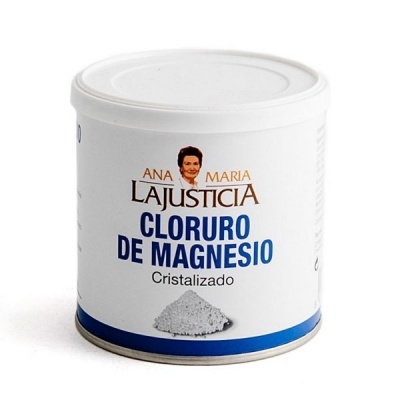 Embalagem branca de cloreto de magnésio cristalizado Ana Maria La Justicia.