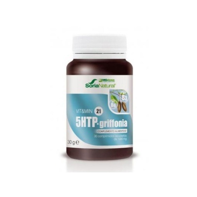 Frasco castanho com suplemento Soria Natural 5HTP Vit&Min Z1
