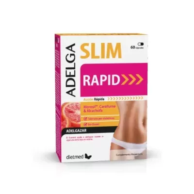 Embalagem do suplemento ADEGA SLIM RAPID com design rosa e branco
