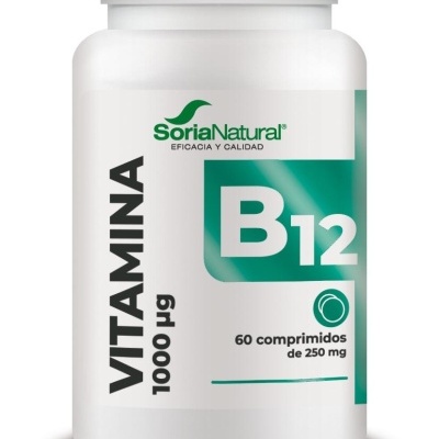 Frasco branco de Vitamina B12 1000 µg da Soria Natural