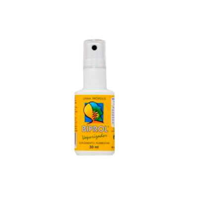 Frasco de spray amarelo com rótulo colorido