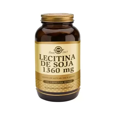 Frasco de suplemento Solgar Lecitina de Soja 1360 mg