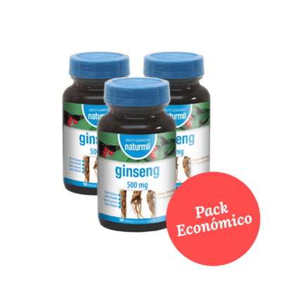 Frascos de suplemento de Ginseng Naturmil com texto Pack Económico