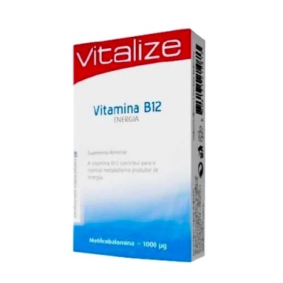 Embalagem de suplemento alimentar Vitalize Vitamina B12 Energia