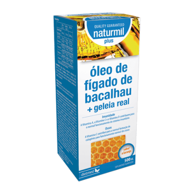 Embalagem do produto Naturmil plus óleo de fígado de bacalhau com geleia real