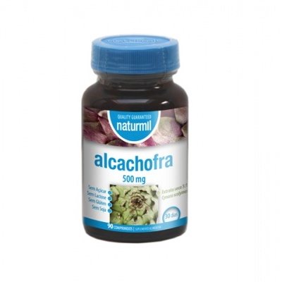 frasco de suplemento alcachofra naturnil, 500 mg, com tampa azul