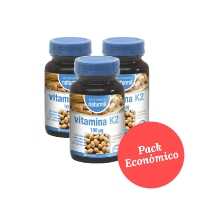 Frascos de vitamina K2 Naturmil com selo Pack Económico